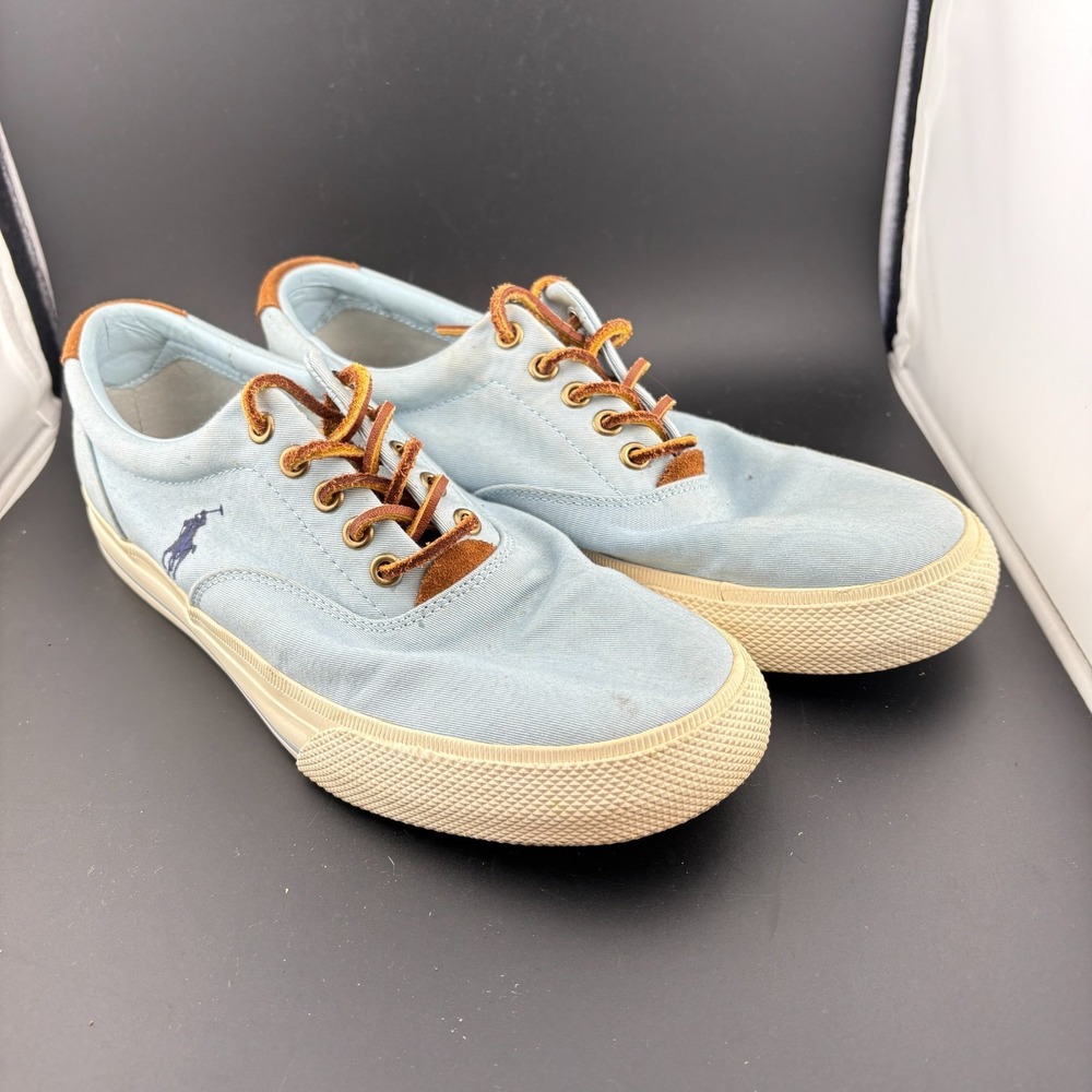 Polo Ralph Lauren Vaughn Mens US‎ 9 D Casual Shoes Light Blue Lace Up Sneakers
